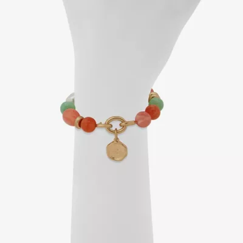 a.n.a Gold Tone Womens Simulated Pearl Stretch Bracelet