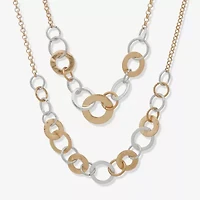 a.n.a Two Tone Hammered Womens 16 Inch Collar Necklace