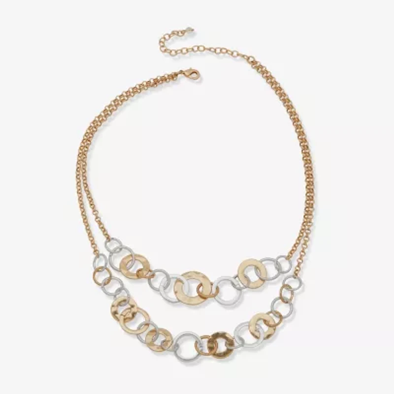 a.n.a Two Tone Hammered Womens 16 Inch Collar Necklace