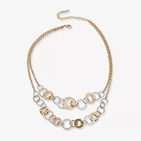 a.n.a Two Tone Hammered Womens 16 Inch Collar Necklace