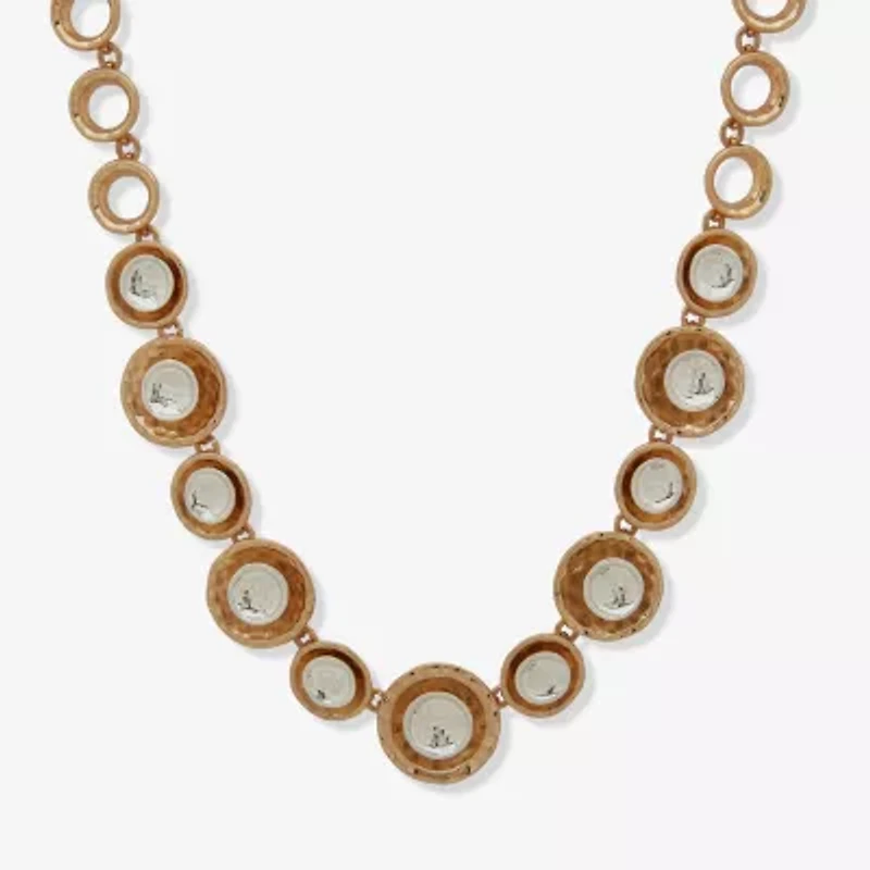 a.n.a Two Tone Hammered Womens 16 Inch Collar Necklace