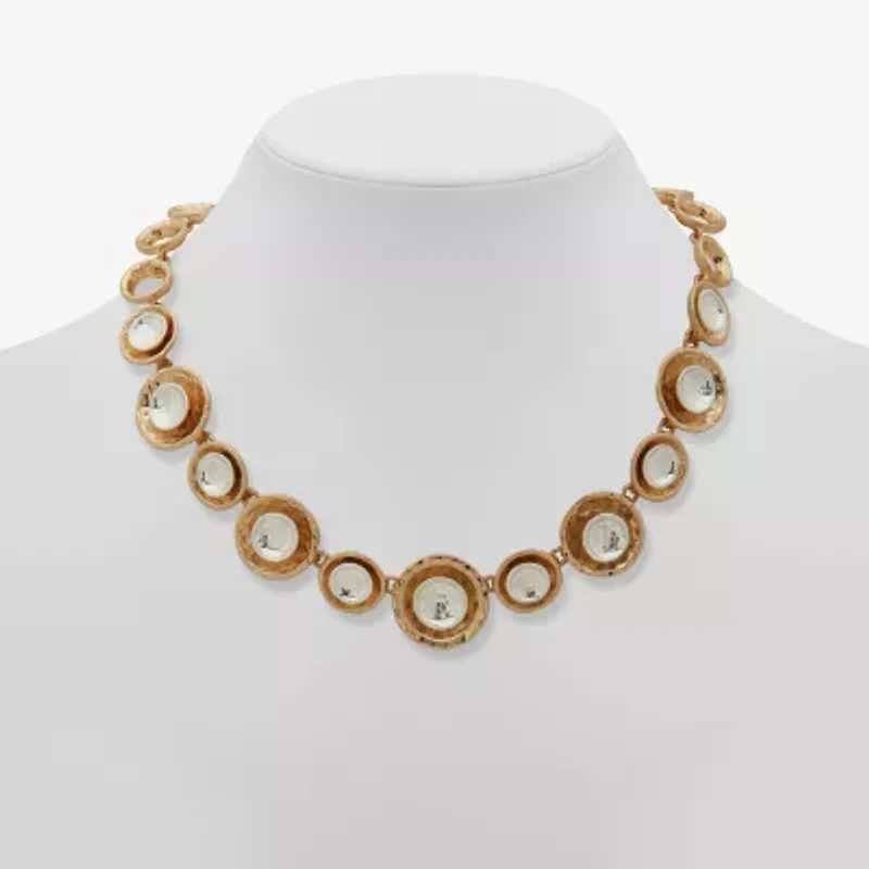 a.n.a Two Tone Hammered Womens 16 Inch Collar Necklace