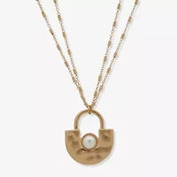 a.n.a Two Tone Hammered Womens 32 Inch Pendant Necklace