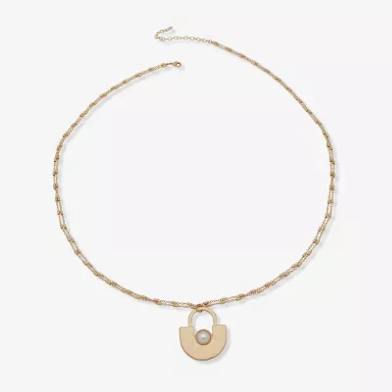 a.n.a Two Tone Hammered Womens 32 Inch Pendant Necklace