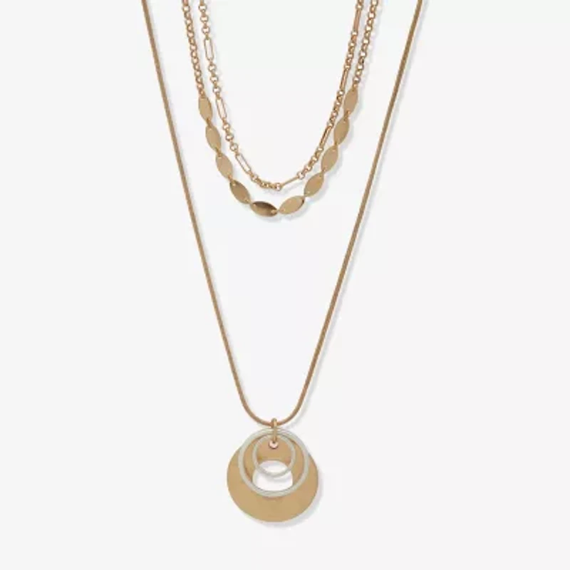 a.n.a Hammered Womens 16 Inch Strand Necklace
