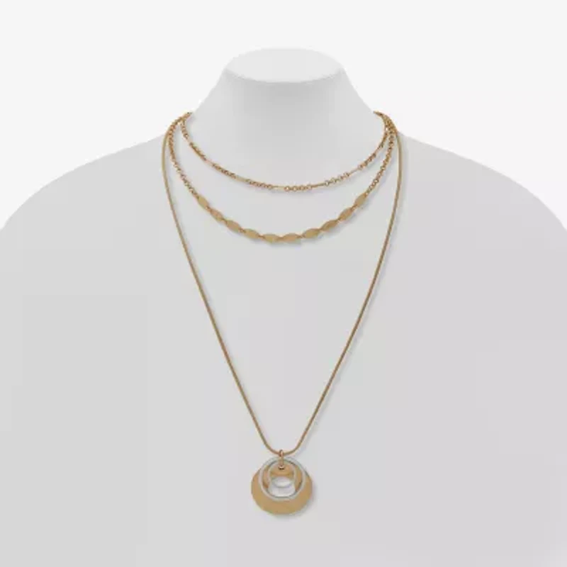 a.n.a Hammered Womens 16 Inch Strand Necklace
