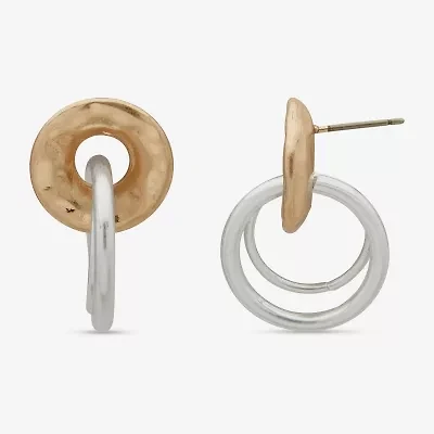 a.n.a Two Tone Hammered Womens Drop Earrings