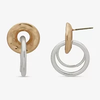 a.n.a Two Tone Hammered Womens Drop Earrings