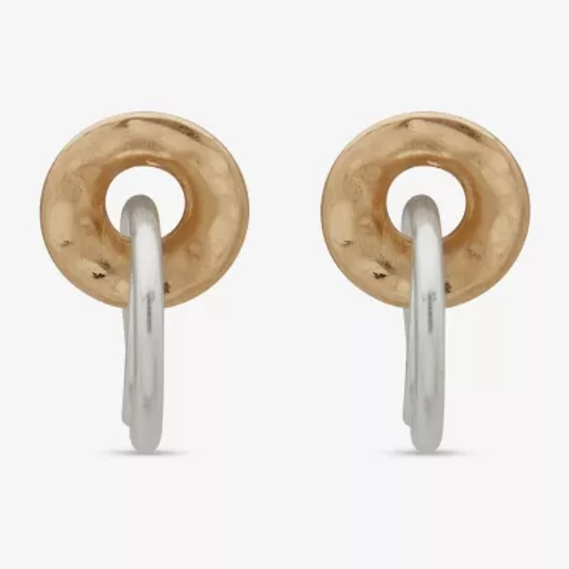 a.n.a Two Tone Hammered Womens Drop Earrings