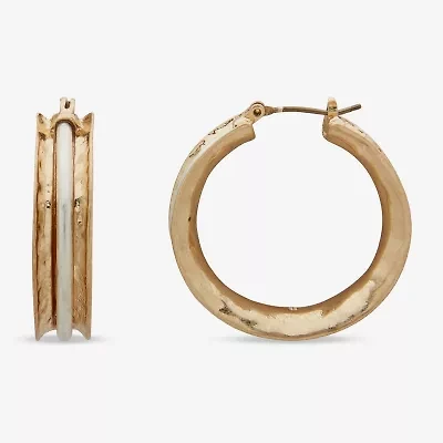 a.n.a Two Tone Hammered Womens 32mm Hoop Earrings