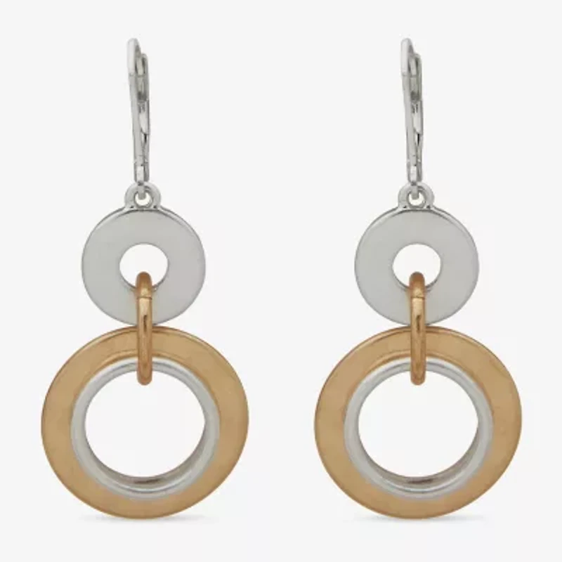 a.n.a Two Tone Hammered Womens Drop Earrings