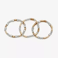 a.n.a Two Tone Hammered Womens 3-pc. Bracelet Set