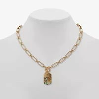 a.n.a Gold Tone Toggle Womens Paperclip 16 Inch Pendant Necklace