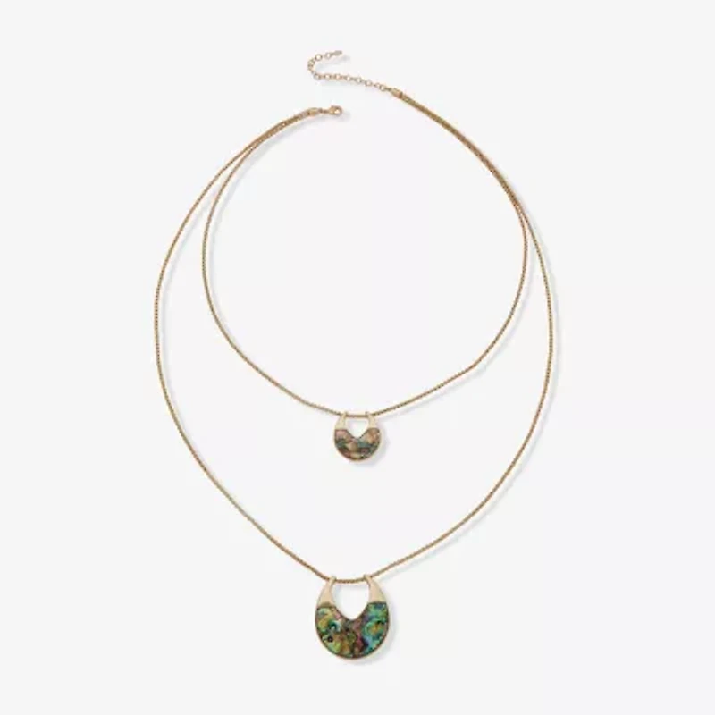 a.n.a Gold Tone Womens Inch Pendant Necklace