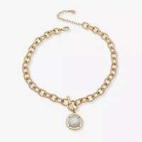 Worthington Gold Tone Toggle Womens White Simulated Pearl 17 Inch Pendant Necklace