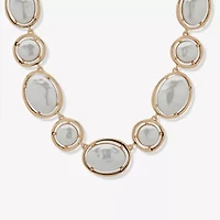 Worthington Gold Tone Coin Womens White 17 Inch Collar Necklace
