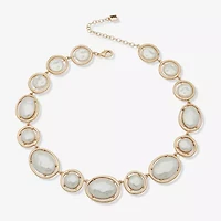 Worthington Gold Tone Coin Womens White 17 Inch Collar Necklace