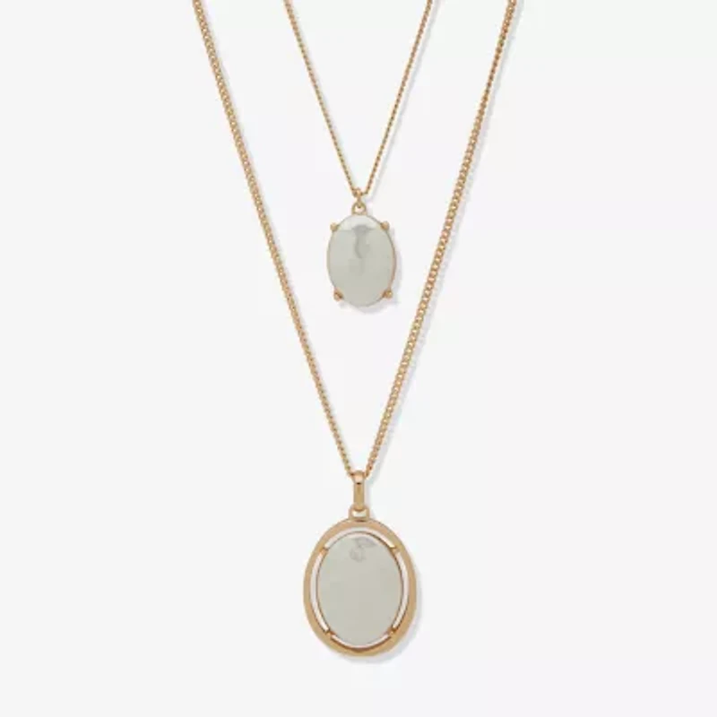 Worthington Gold Tone Womens White 27 Inch Strand Necklace