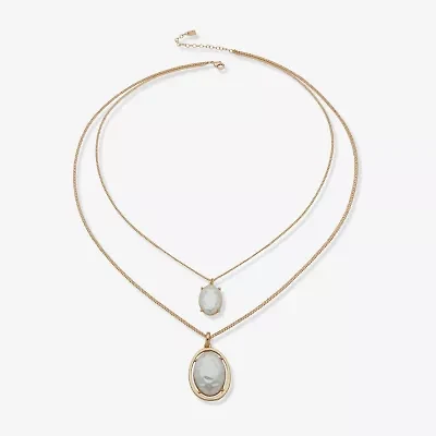 Worthington Gold Tone Womens White 27 Inch Strand Necklace