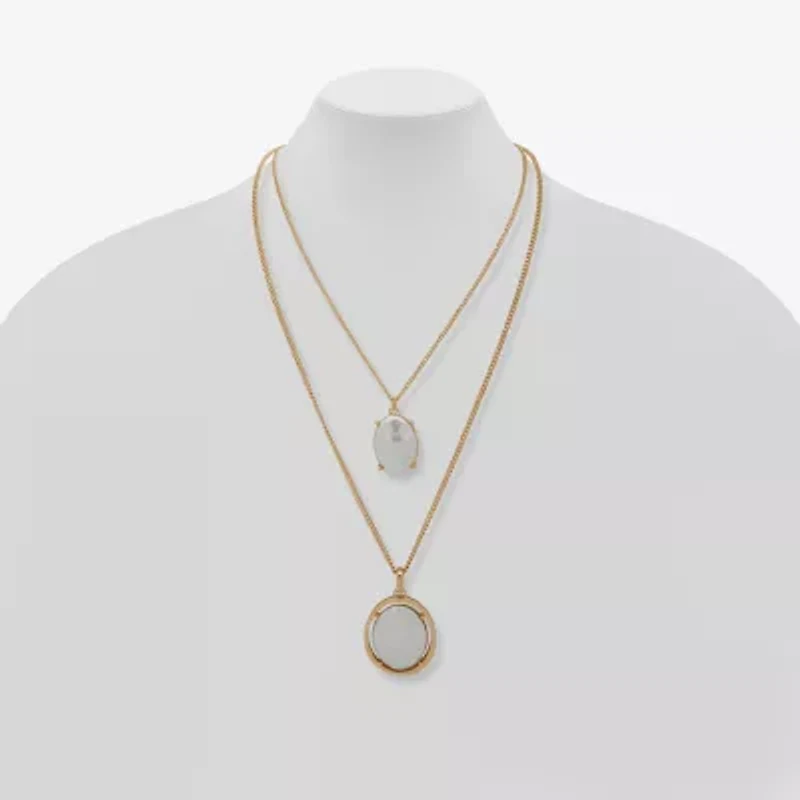 Worthington Gold Tone Womens White 27 Inch Strand Necklace