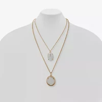 Worthington Gold Tone Womens White 27 Inch Strand Necklace