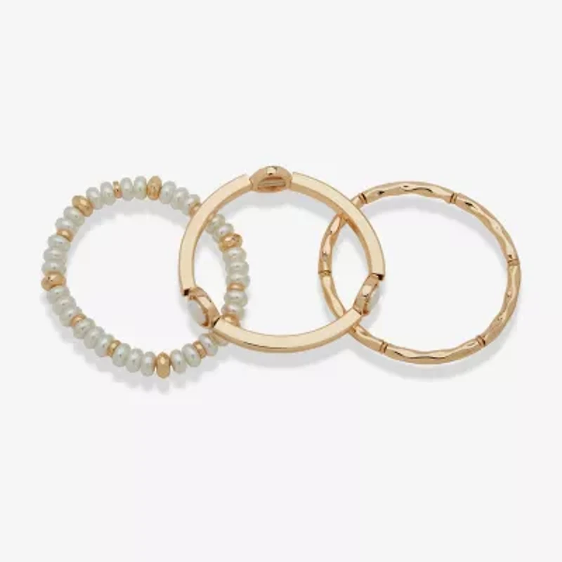 Worthington Gold Tone Womens 3-pc. White Bracelet Set
