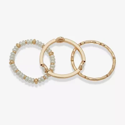 Worthington Gold Tone Womens 3-pc. White Bracelet Set