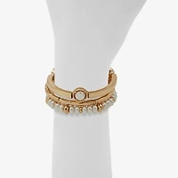 Worthington Gold Tone Womens 3-pc. White Bracelet Set
