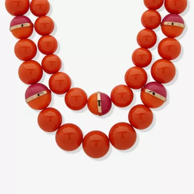 Worthington Orange Womens 17 Inch Strand Necklace