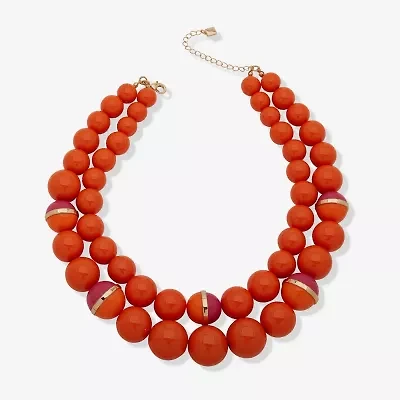 Worthington Orange Womens 17 Inch Strand Necklace