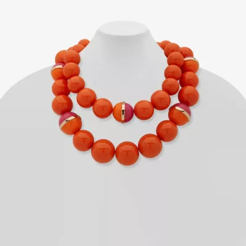 Worthington Orange Womens 17 Inch Strand Necklace