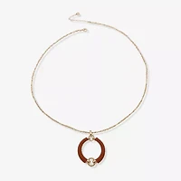 Worthington Gold Tone Cognac Leather Womens 34 Inch Pendant Necklace