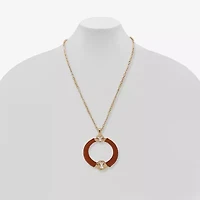 Worthington Gold Tone Cognac Leather Womens 34 Inch Pendant Necklace
