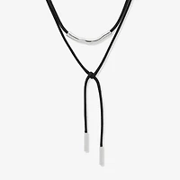 Worthington Silver Tone & Black Cord Bolo Womens 17 Inch Y Necklace