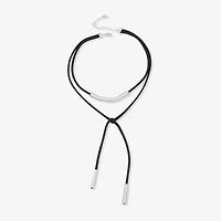 Worthington Silver Tone & Black Cord Bolo Womens 17 Inch Y Necklace