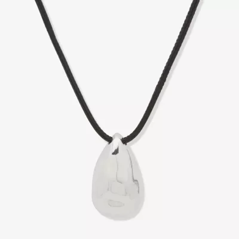 Worthington Silver Tone & Black Cord Womens 34 Inch Pendant Necklace