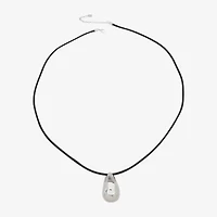 Worthington Silver Tone & Black Cord Womens 34 Inch Pendant Necklace