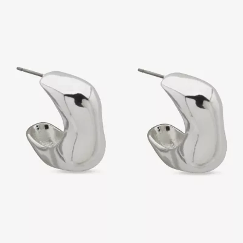 Worthington Silver Tone Womens 25.4mm Hoop Earrings