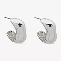 Worthington Silver Tone Womens 25.4mm Hoop Earrings