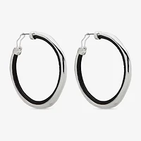 Worthington Silver Tone & Black Cord Womens 58.4mm Hoop Earrings