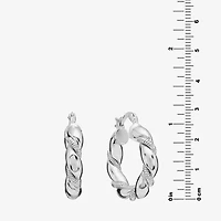 Silver Reflections Twisted Womens 28.1mm Hoop Earrings