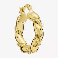 Silver Reflections Twisted Womens 14K Gold Over Brass 28.1mm Hoop Earrings