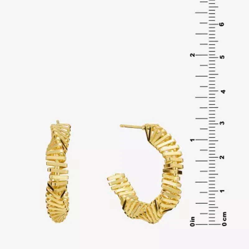 Silver Reflections Womens 14K Gold Over Brass 31.4mm Hoop Earrings