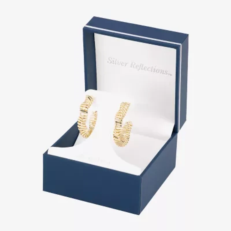 Silver Reflections Womens 14K Gold Over Brass 31.4mm Hoop Earrings