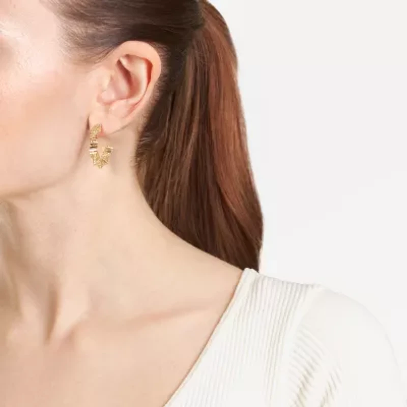Silver Reflections Womens 14K Gold Over Brass 31.4mm Hoop Earrings