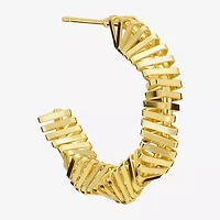 Silver Reflections Womens 14K Gold Over Brass 31.4mm Hoop Earrings