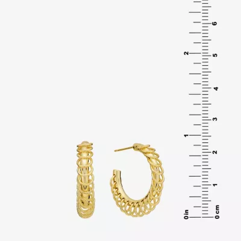 Silver Reflections Womens 14K Gold Over Brass 22.8mm Hoop Earrings
