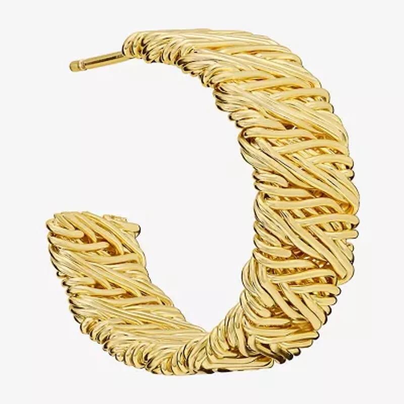 Silver Reflections Womens 14K Gold Over Brass 23.6mm Hoop Earrings