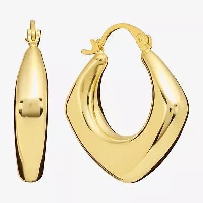 Silver Reflections Womens 14K Gold Over Brass 31.4mm Hoop Earrings