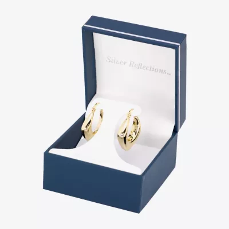 Silver Reflections Womens 14K Gold Over Brass 31.4mm Hoop Earrings